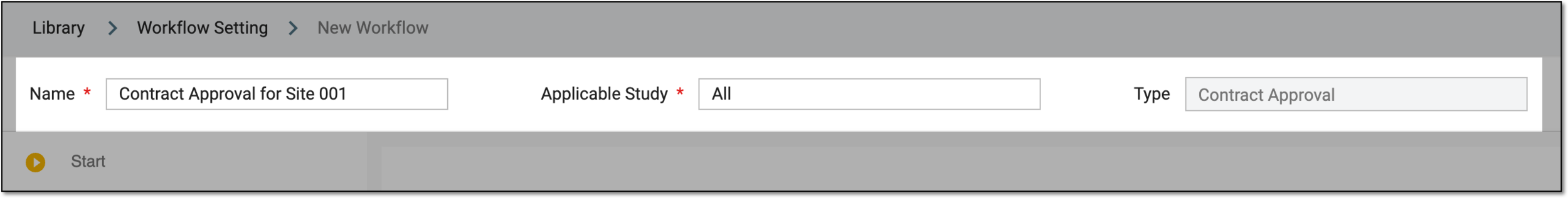 Entering basic details for contract approval workflow