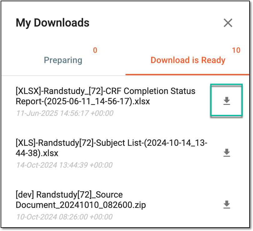 Downloading CRF completion status report