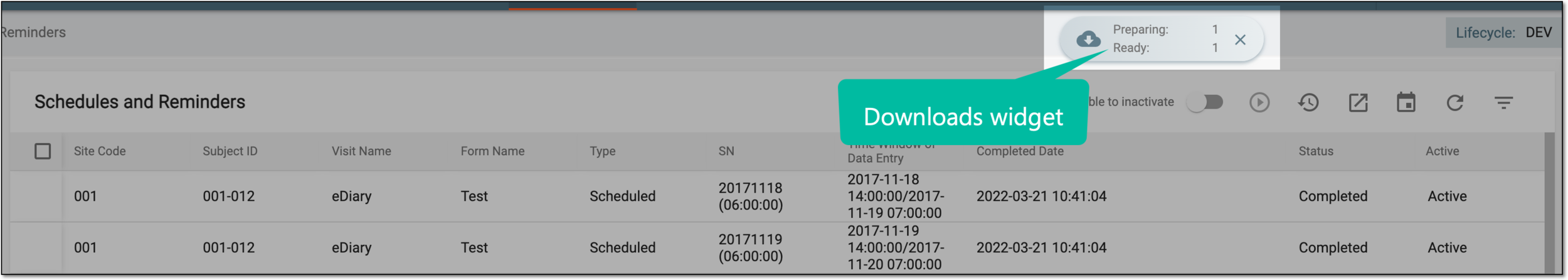 Downloads widget
