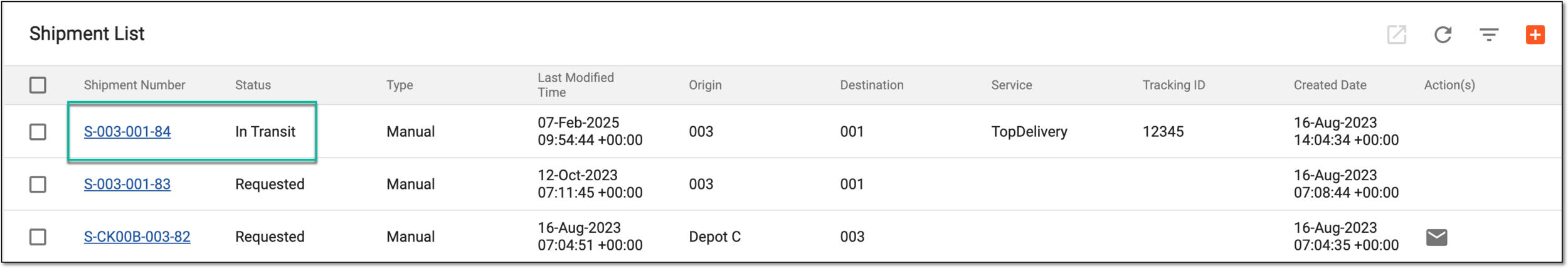 Selecting shipment in transit