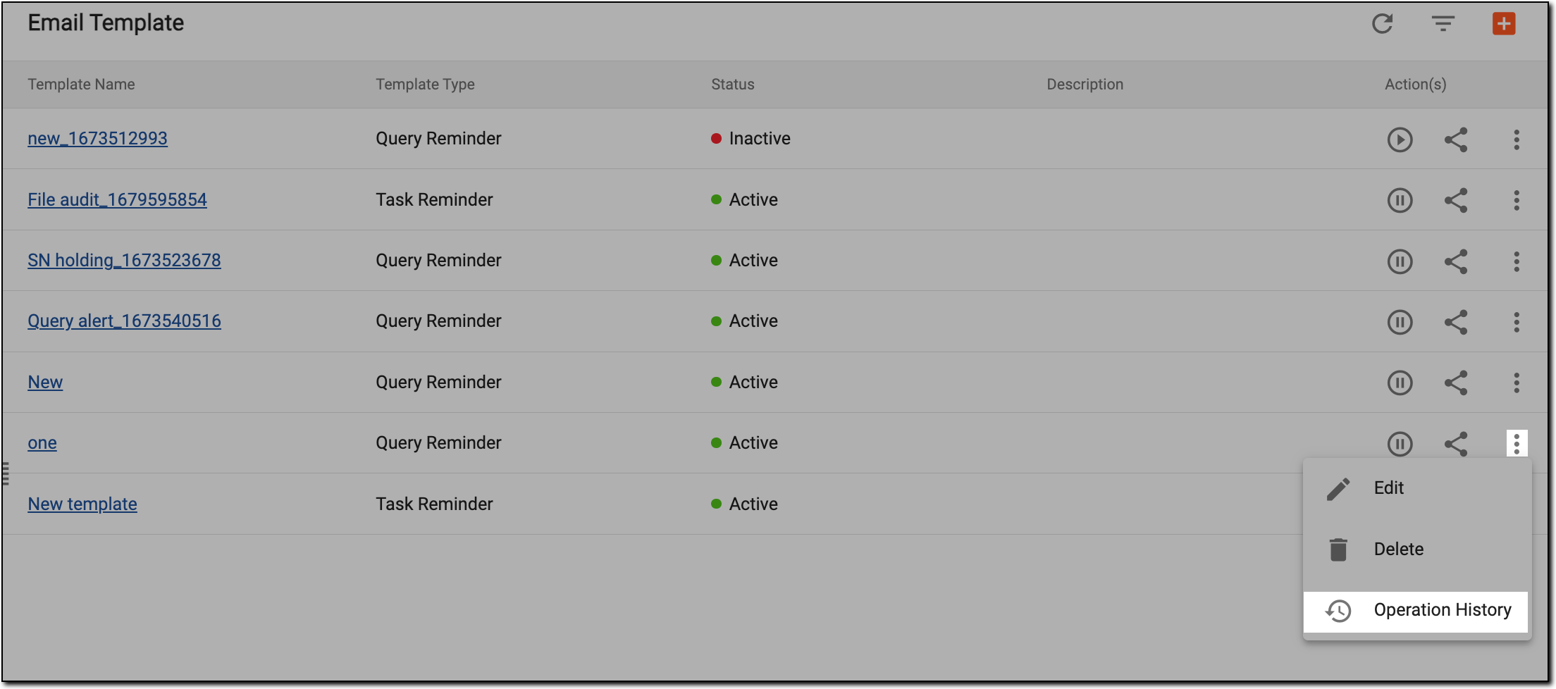 Selecting to view operation history details