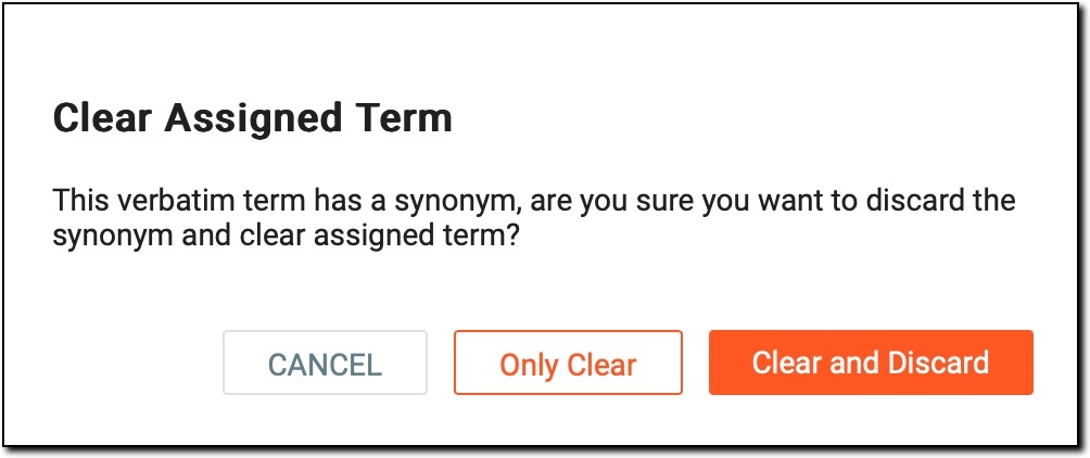 Clearing assigned term for VT with synonym