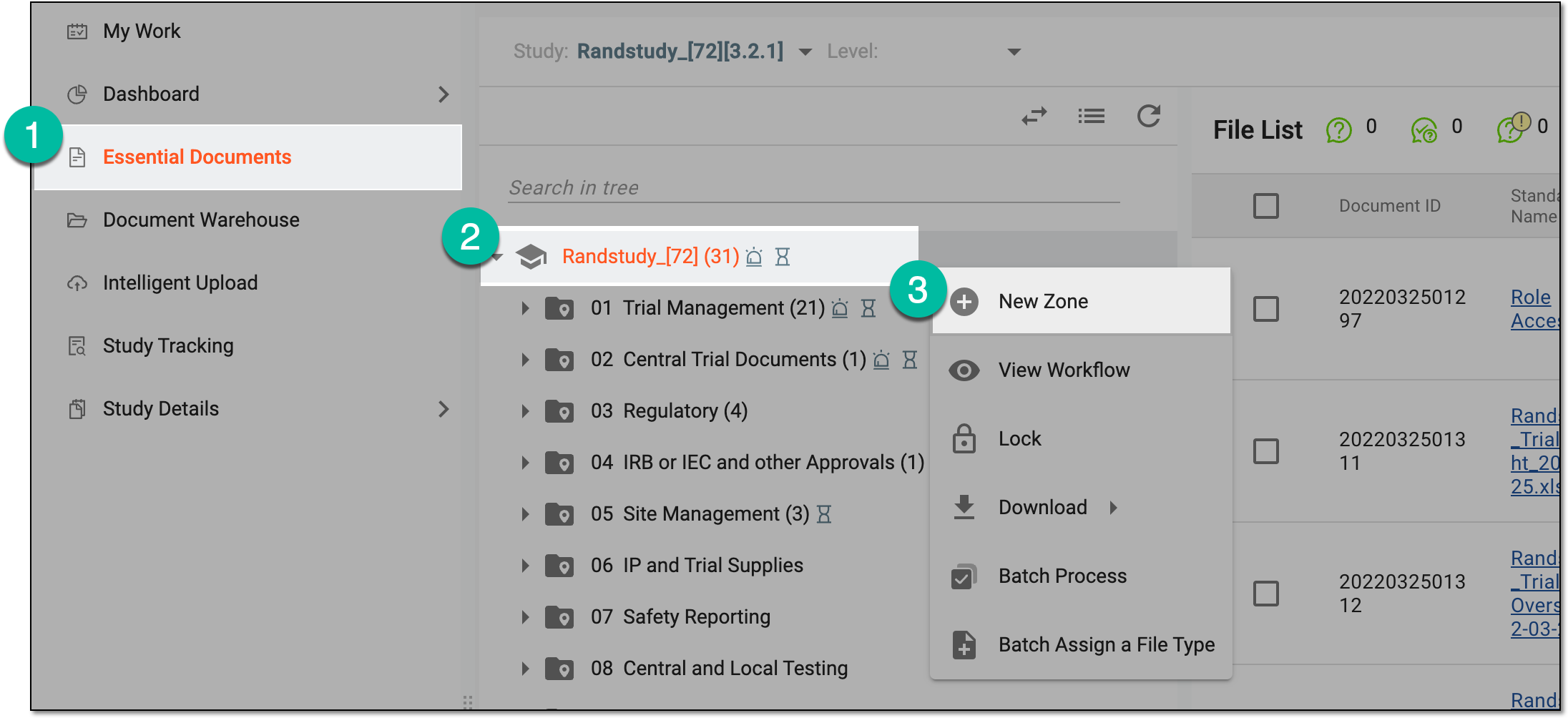 Selecting to add new zone
