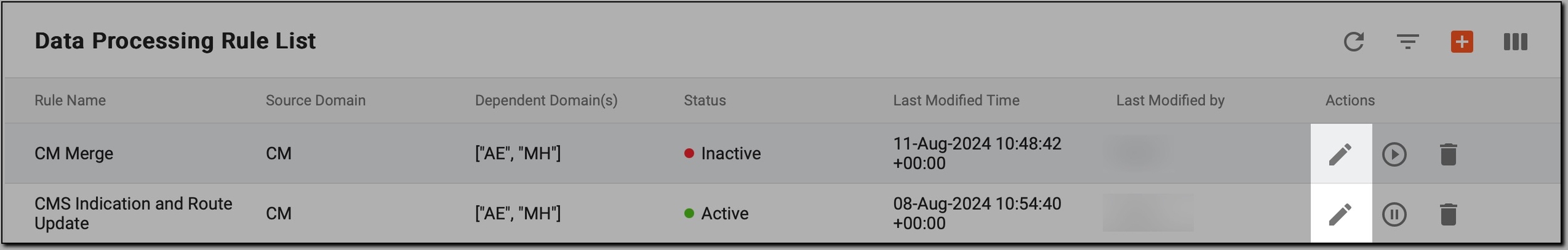 Initiating data processing rule editing