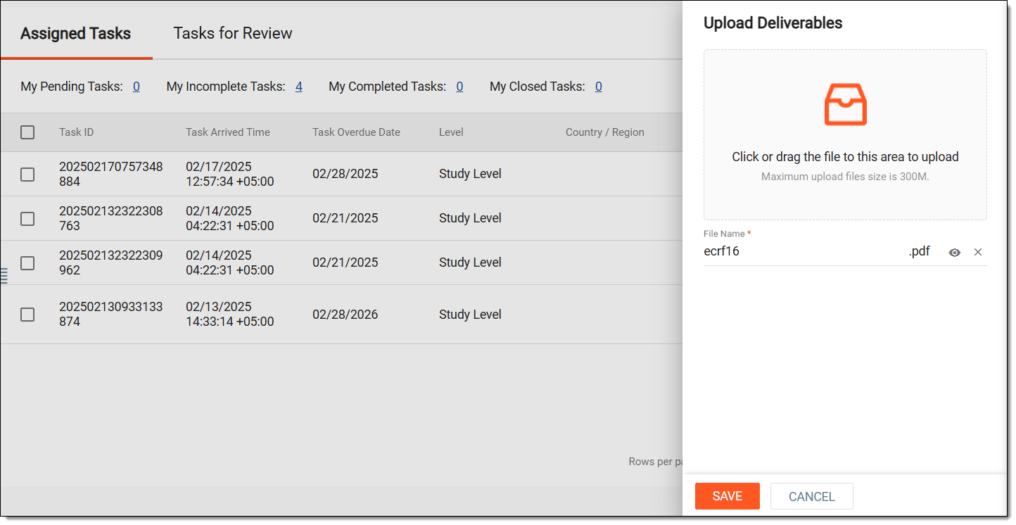 Uploading deliverable