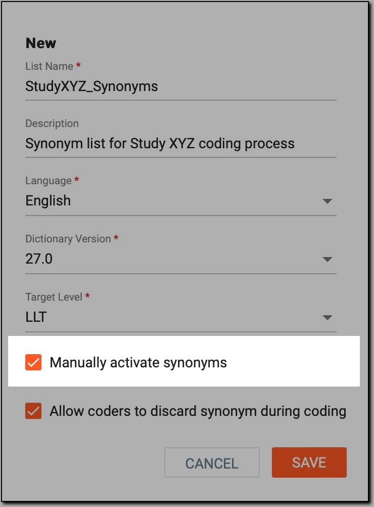 Manual synonym activation option
