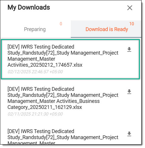 Downloading list of study activities