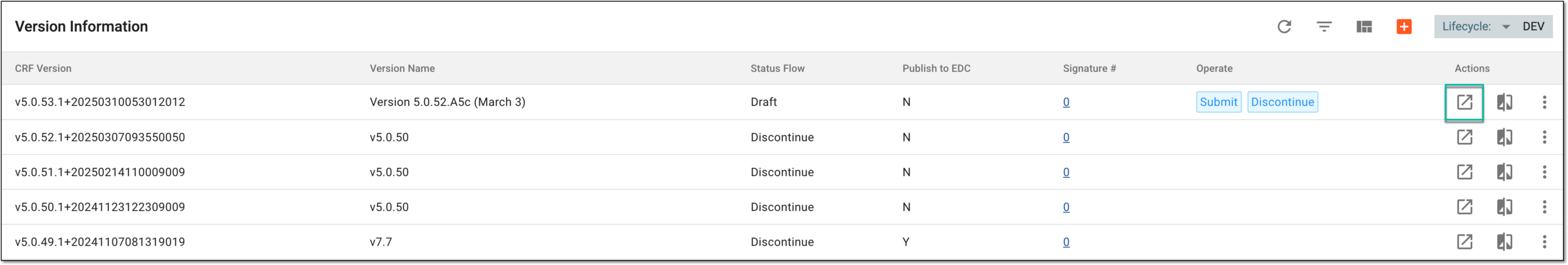 Selecting to export CRF version