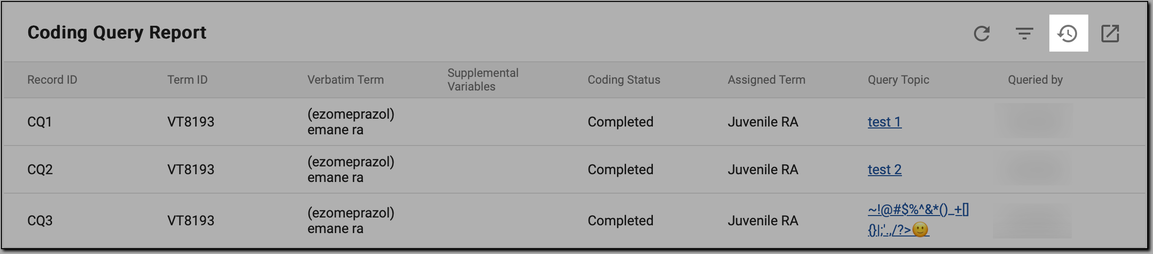 Initiating history exporting