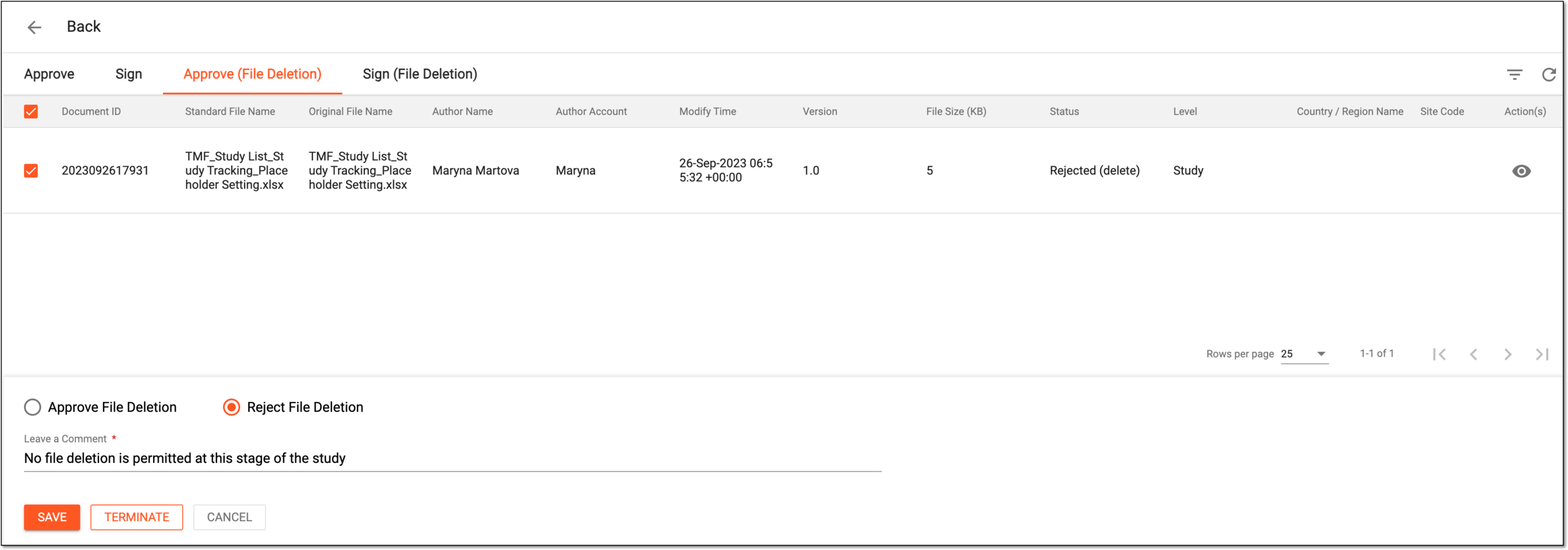 Rejecting deletion of multiple files