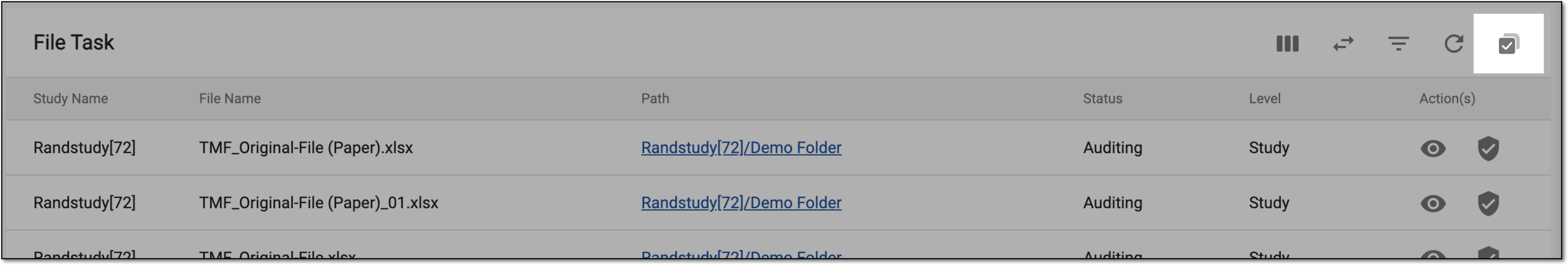 Selecting to audit files in batch