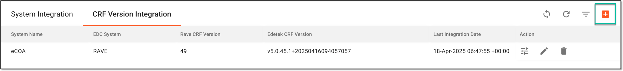 Selecting to create CRF version integration