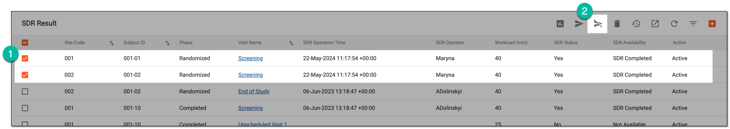 Unsubmitting SDR result records
