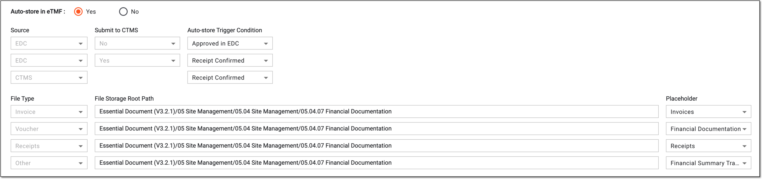 Enabling and configuring autostoring of payment request files