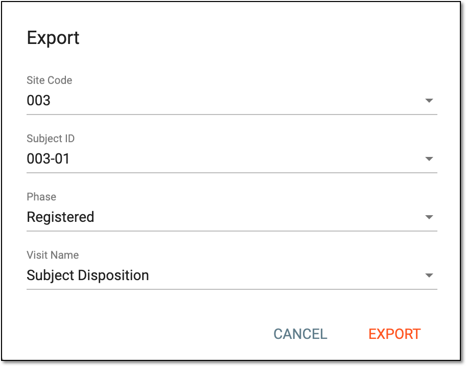 Selecting export filters