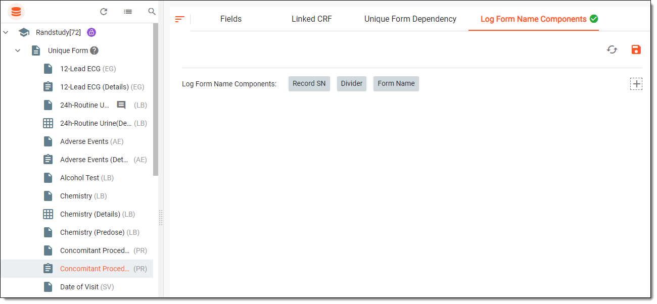Defining log form naming convention