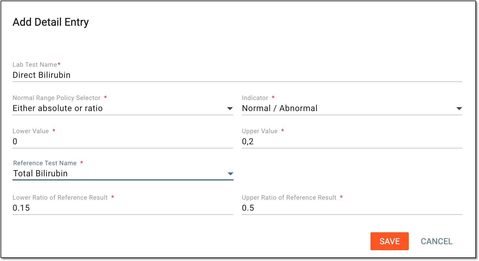 Adding quantitative test normal ranges