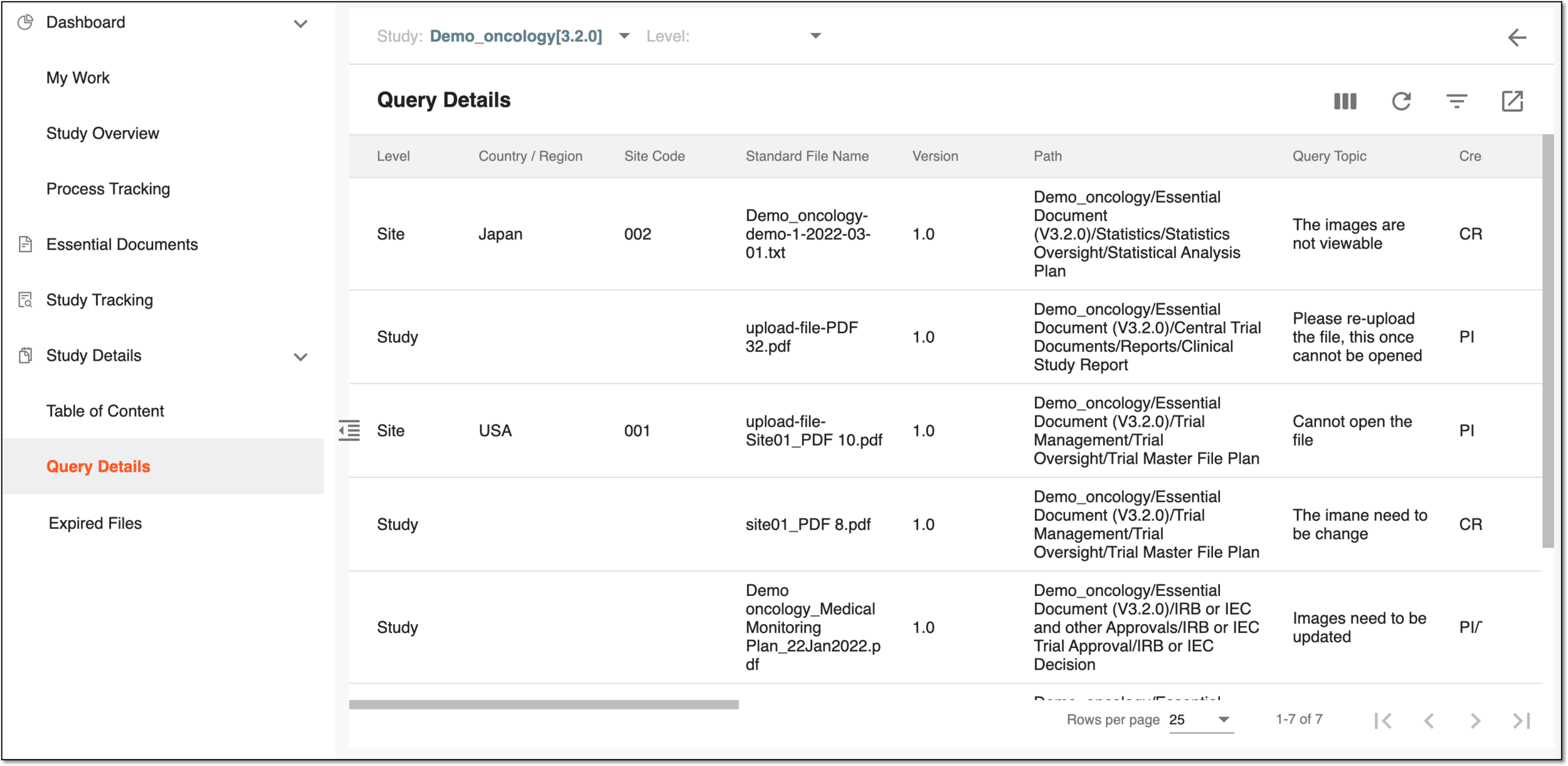 Query details page