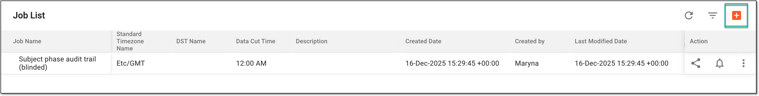 Selecting option to add audit trail data extraction job
