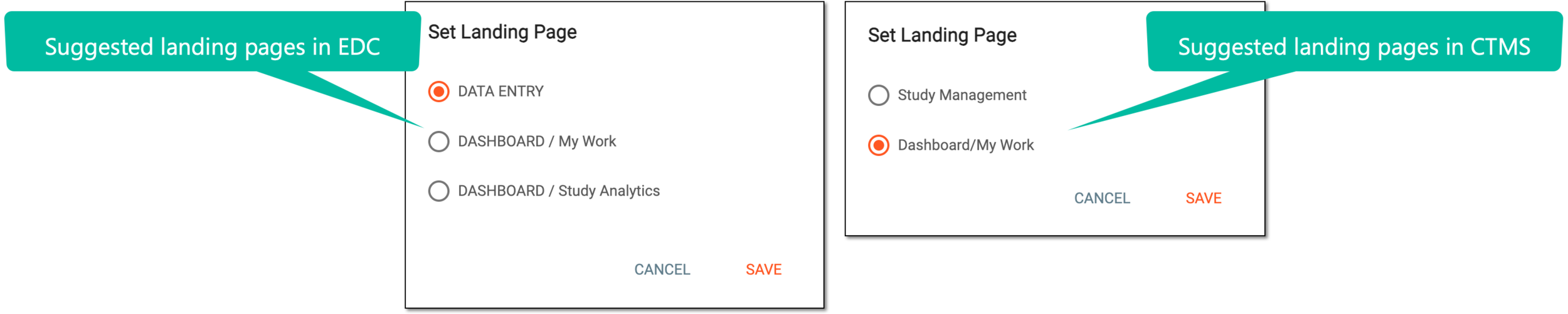 Examples of setting custom landing pages