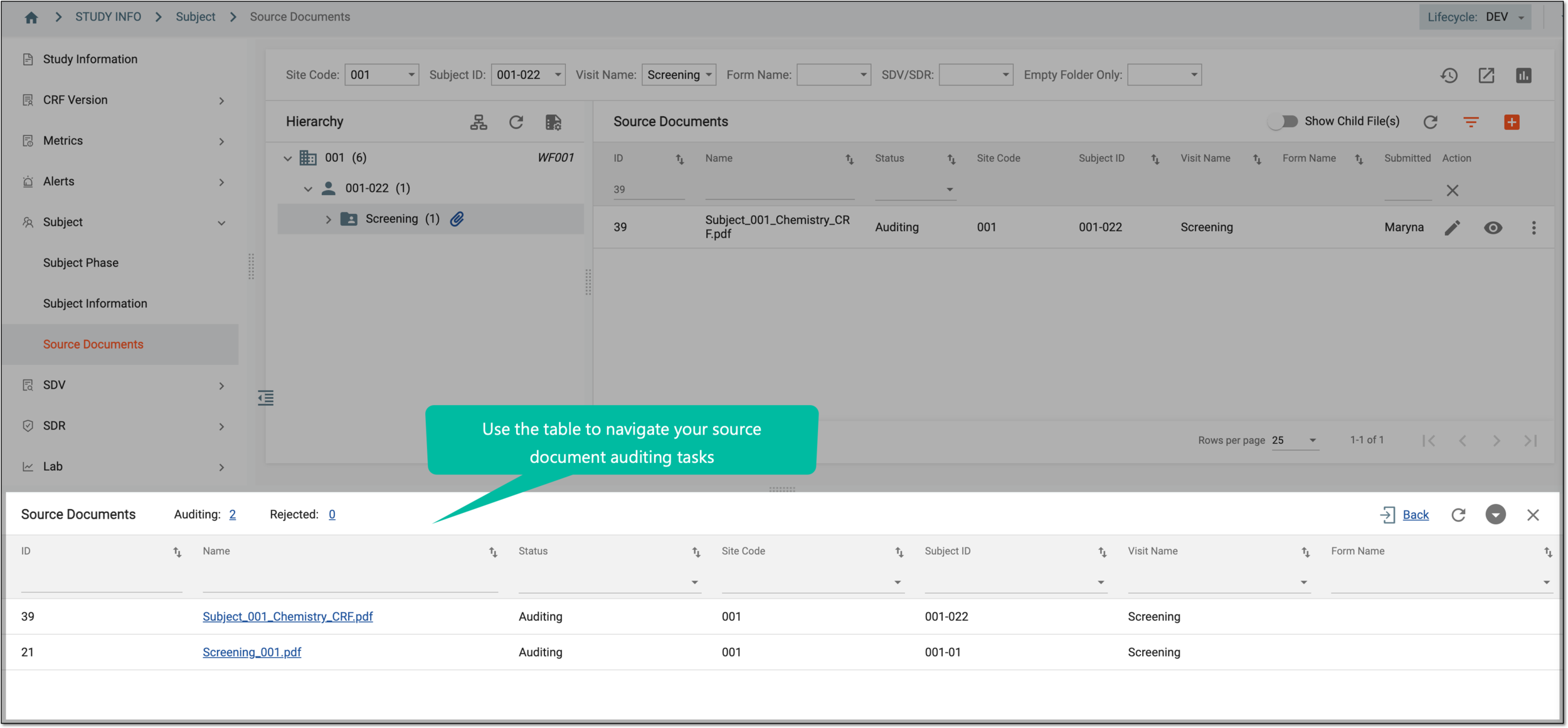 Navigating source document auditing tasks