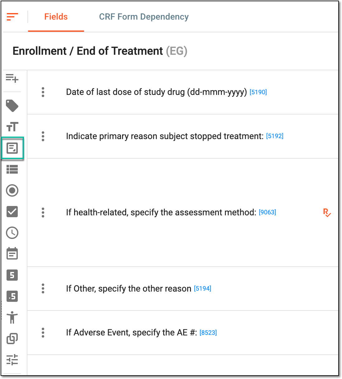 Selecting text area item