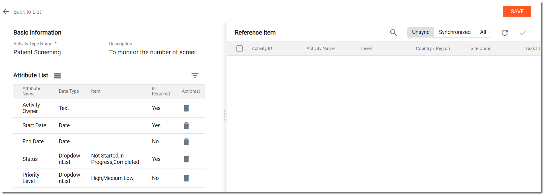 Updating activity type