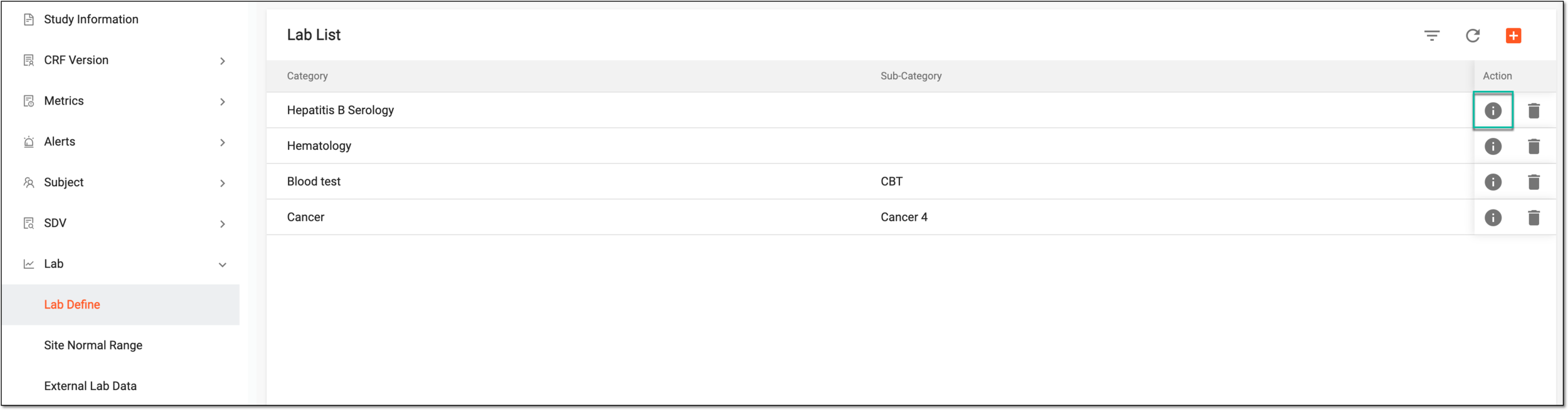 Selecting option to edit lab details