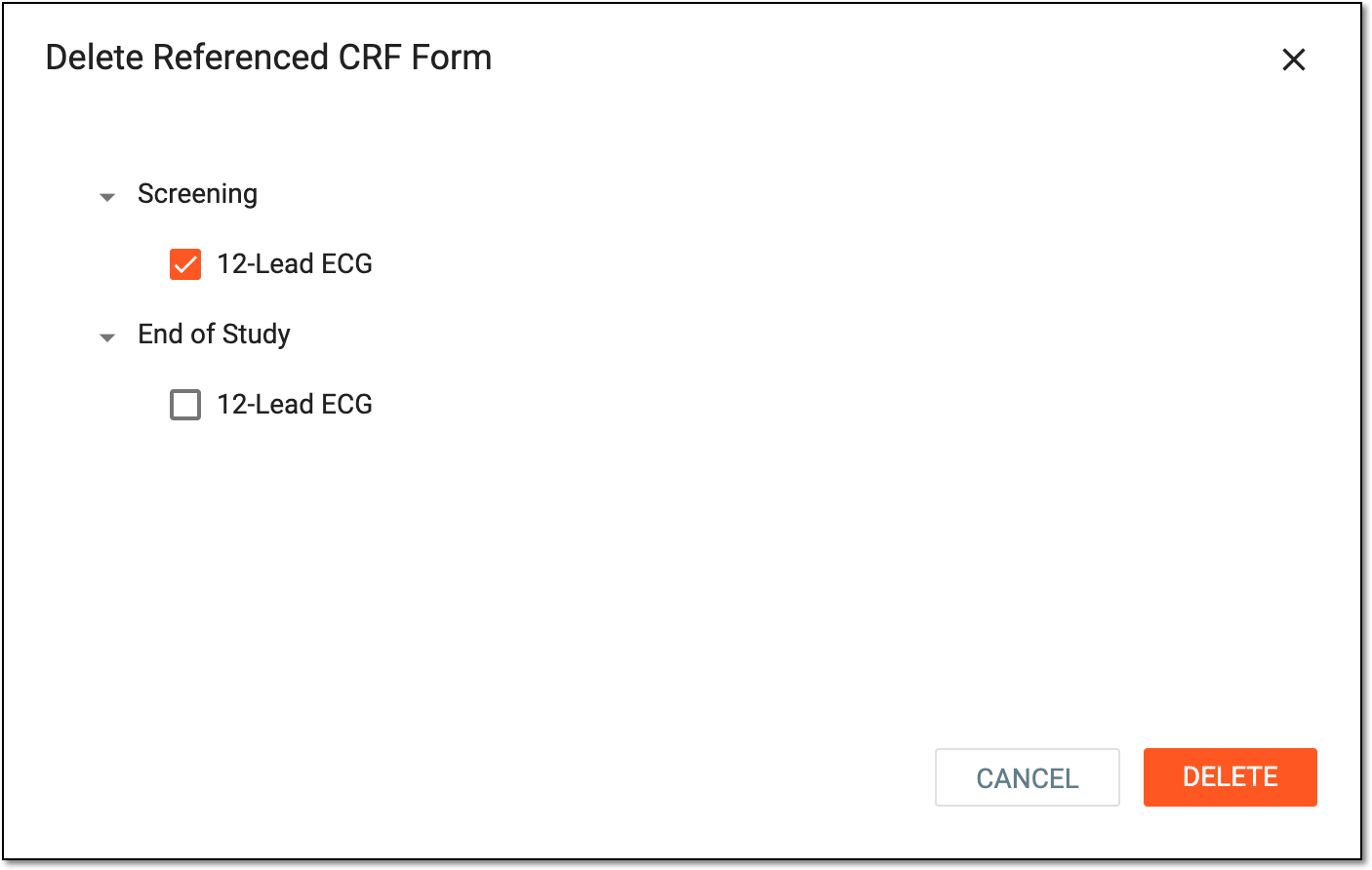 Selecting forms to delete