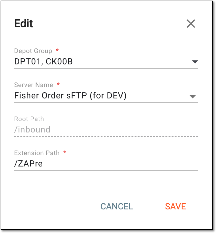 Editing order integration setting