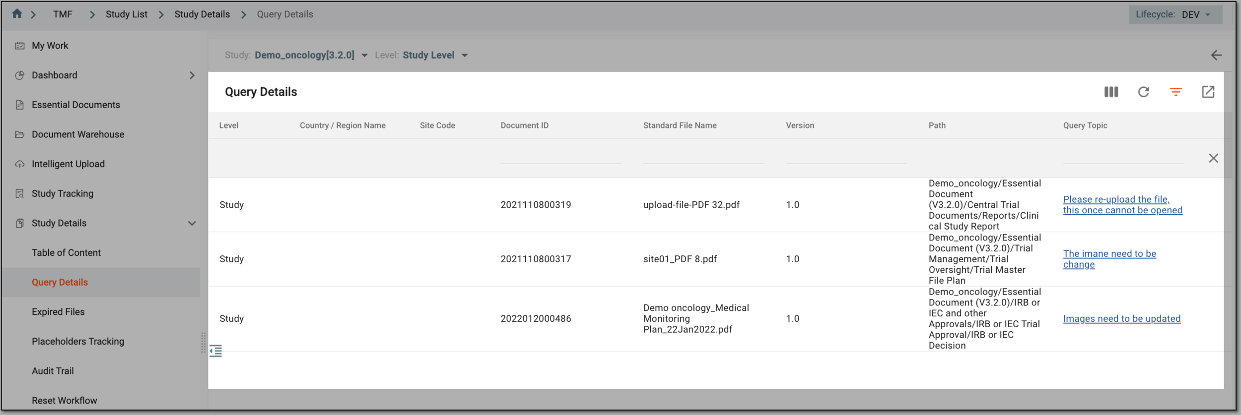 Analyzing query details