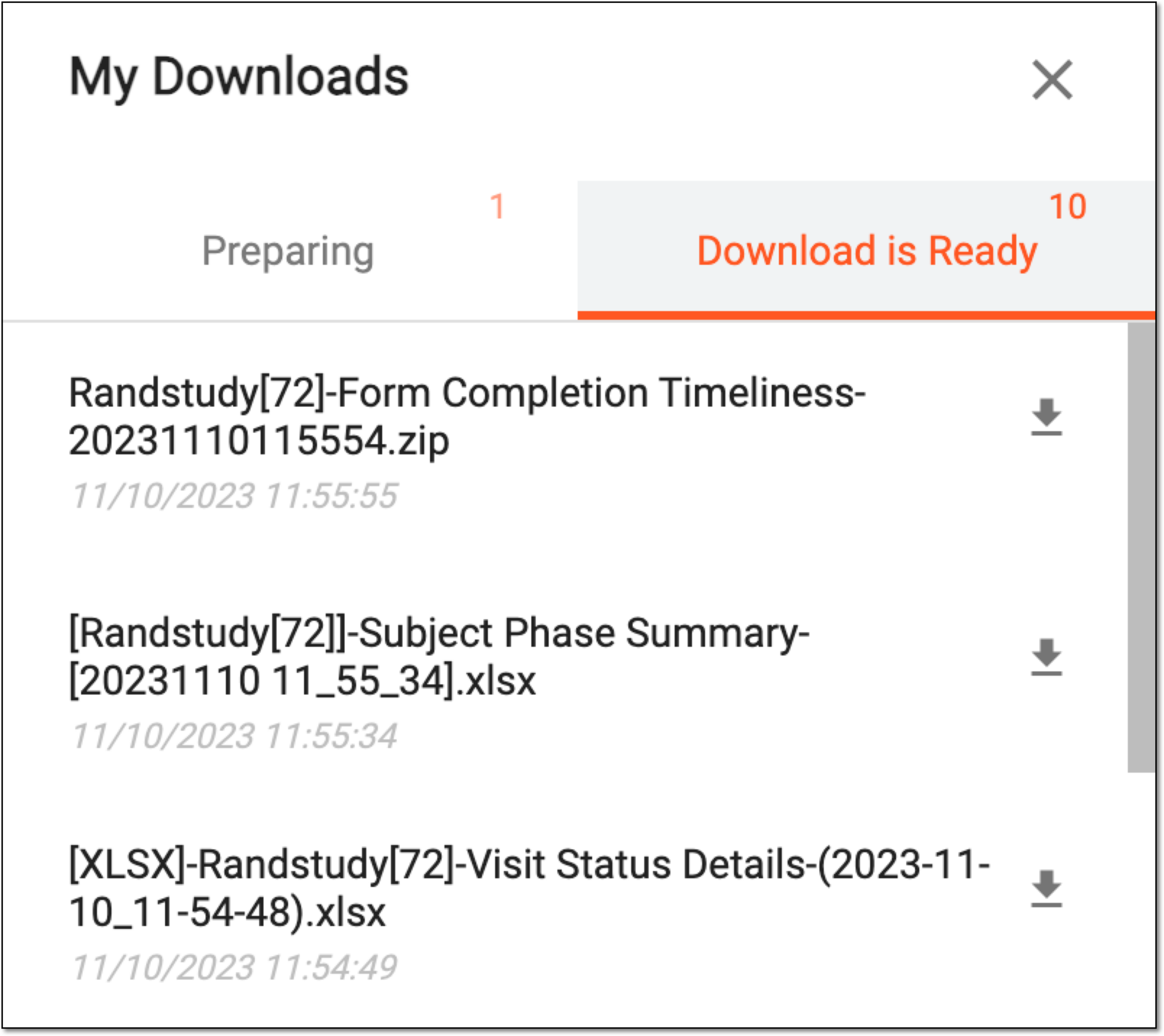 Viewing downloads