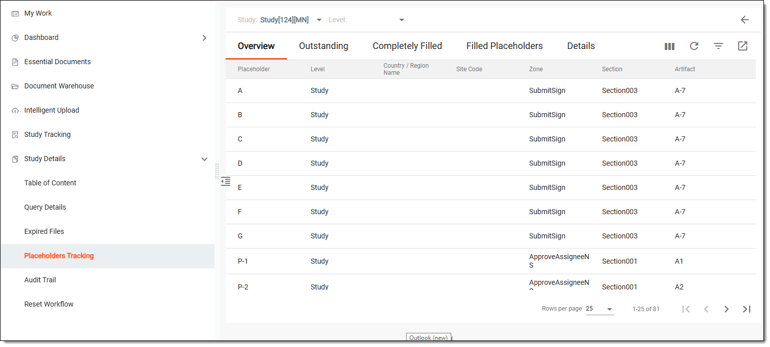 Placeholders tracking page