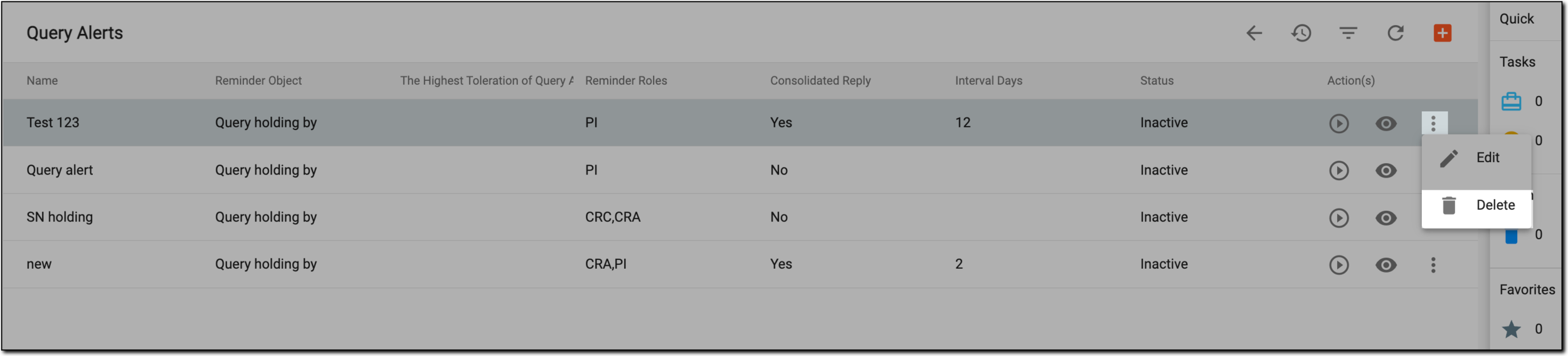 Deleting query alert