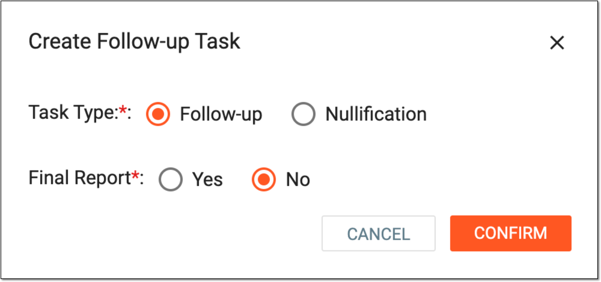 Creating follow-up task