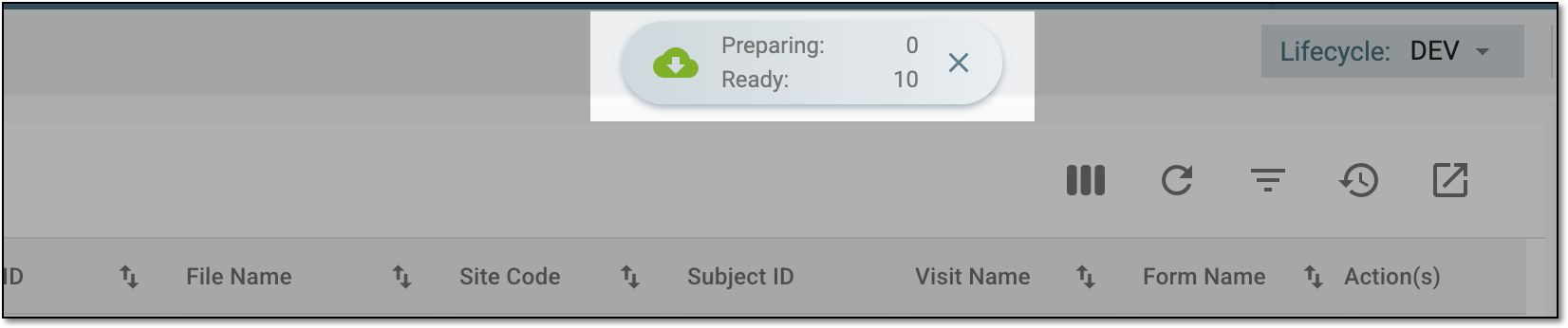 Downloads widget for workflow-sent email list