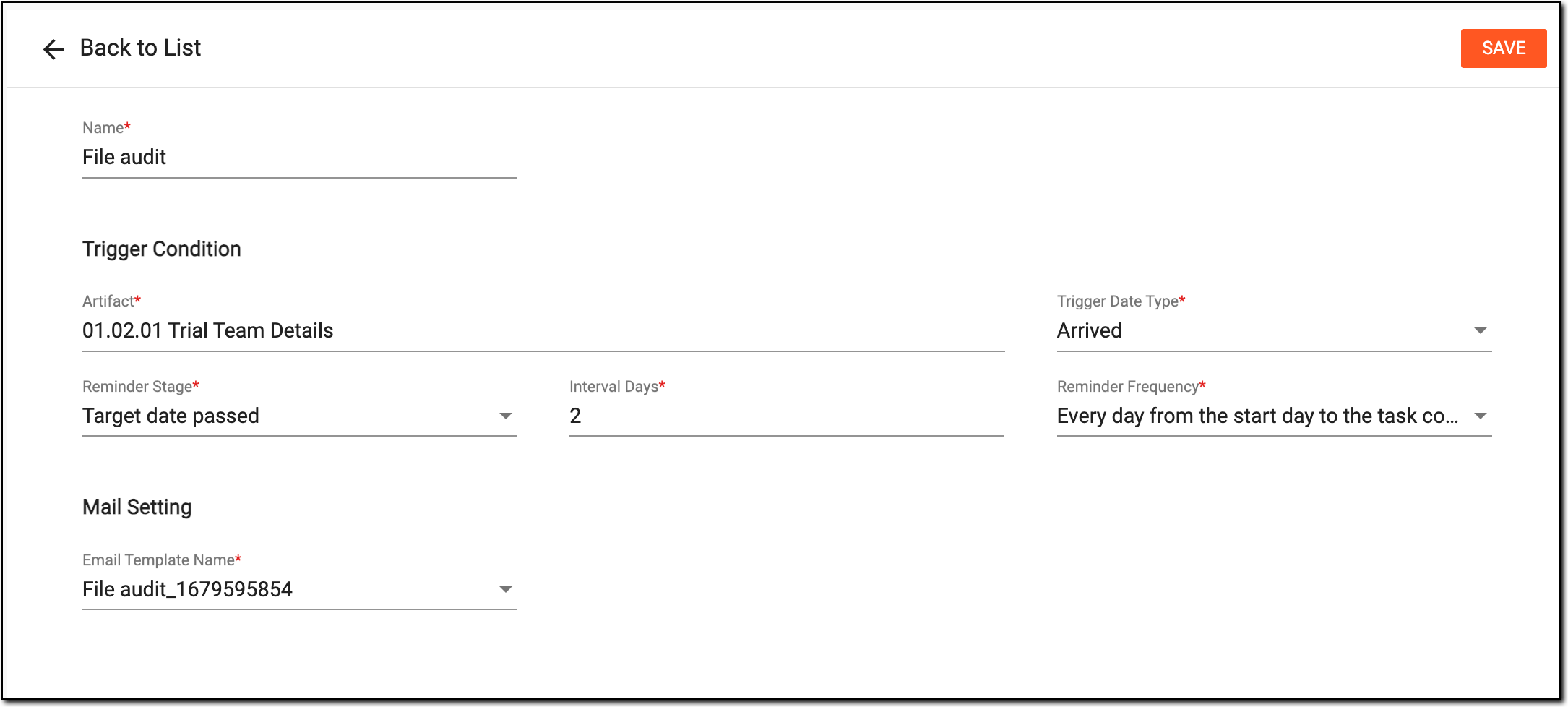Configuring new task alert