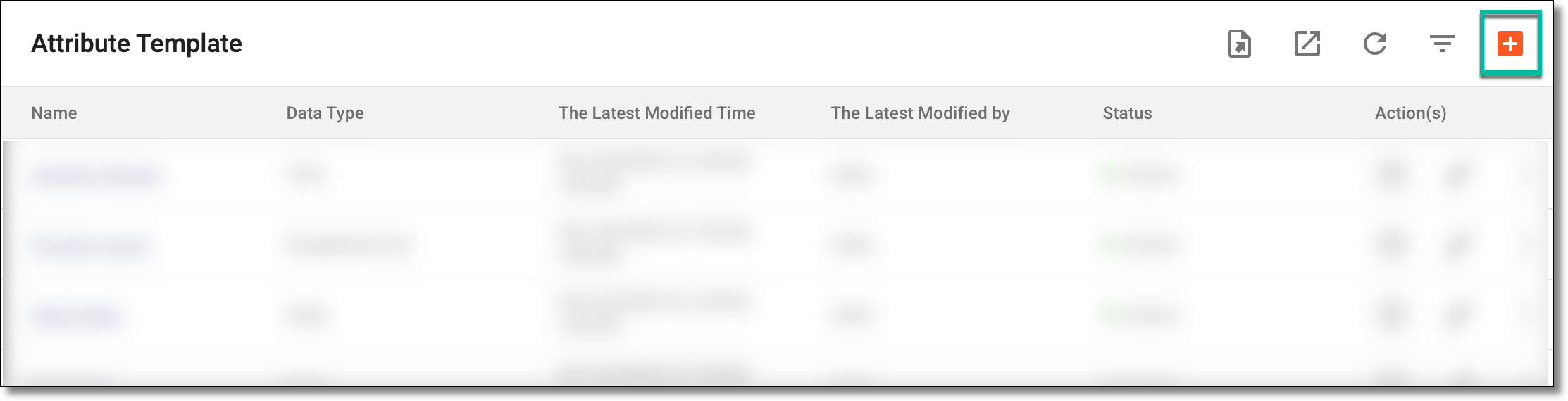 Selecting to create new attribute template