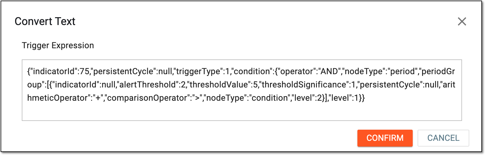 Configuring trigger conditions in text editor