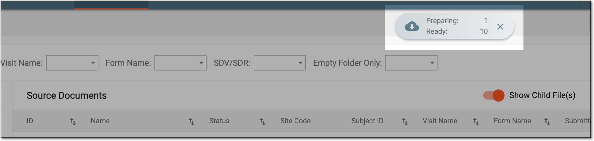Locating source document downloads widget