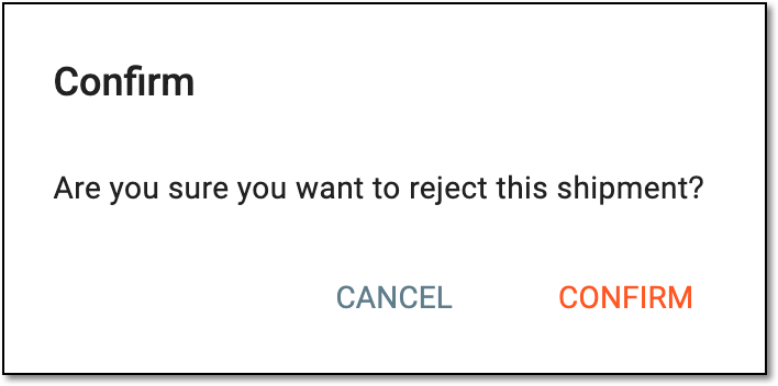 Confirming shipment rejection at depot