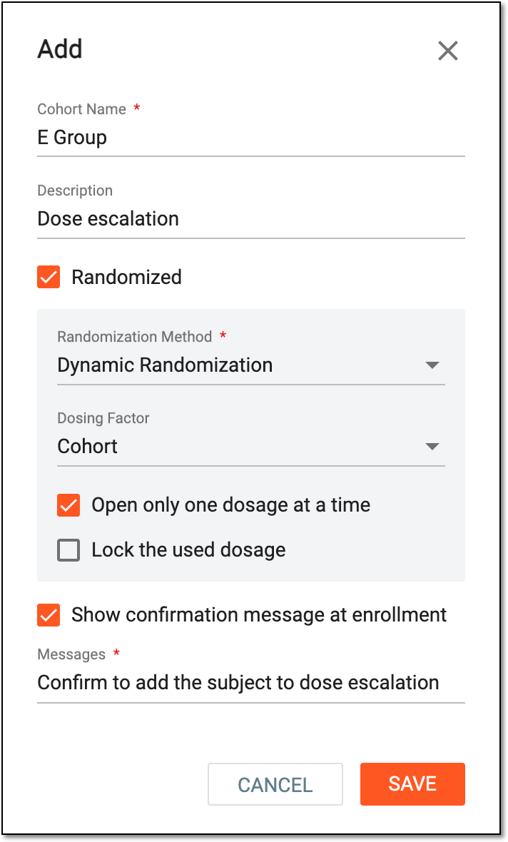 Configuring new cohort details