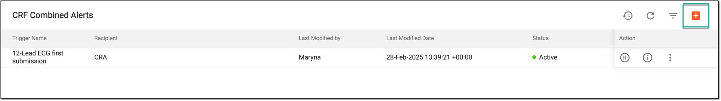 Adding new CRF combined alert