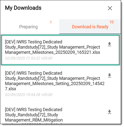Downloading study milestones
