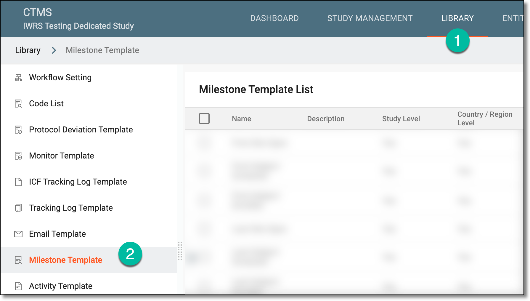 Accessing milestone template subtab