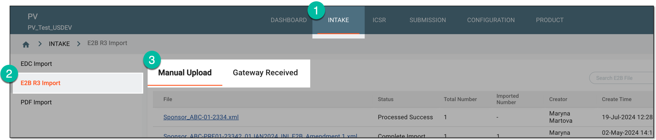 Accessing E2B R3 import files