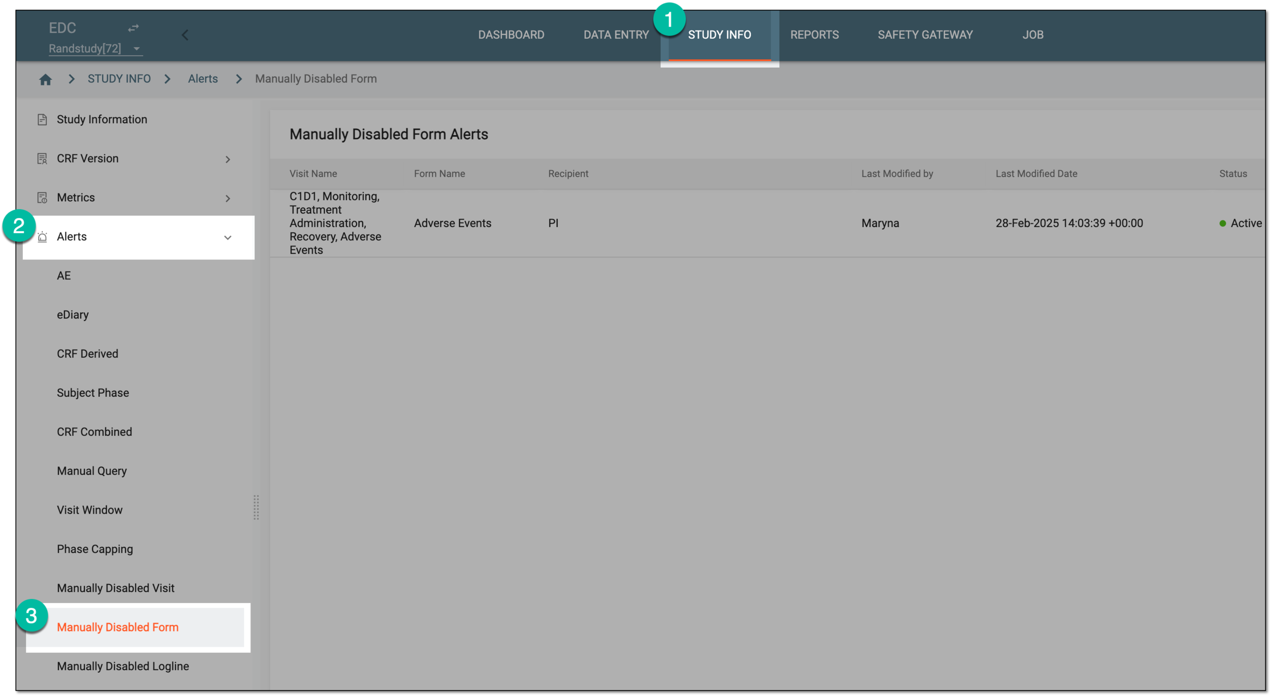 Accessing manually disabled form alerts