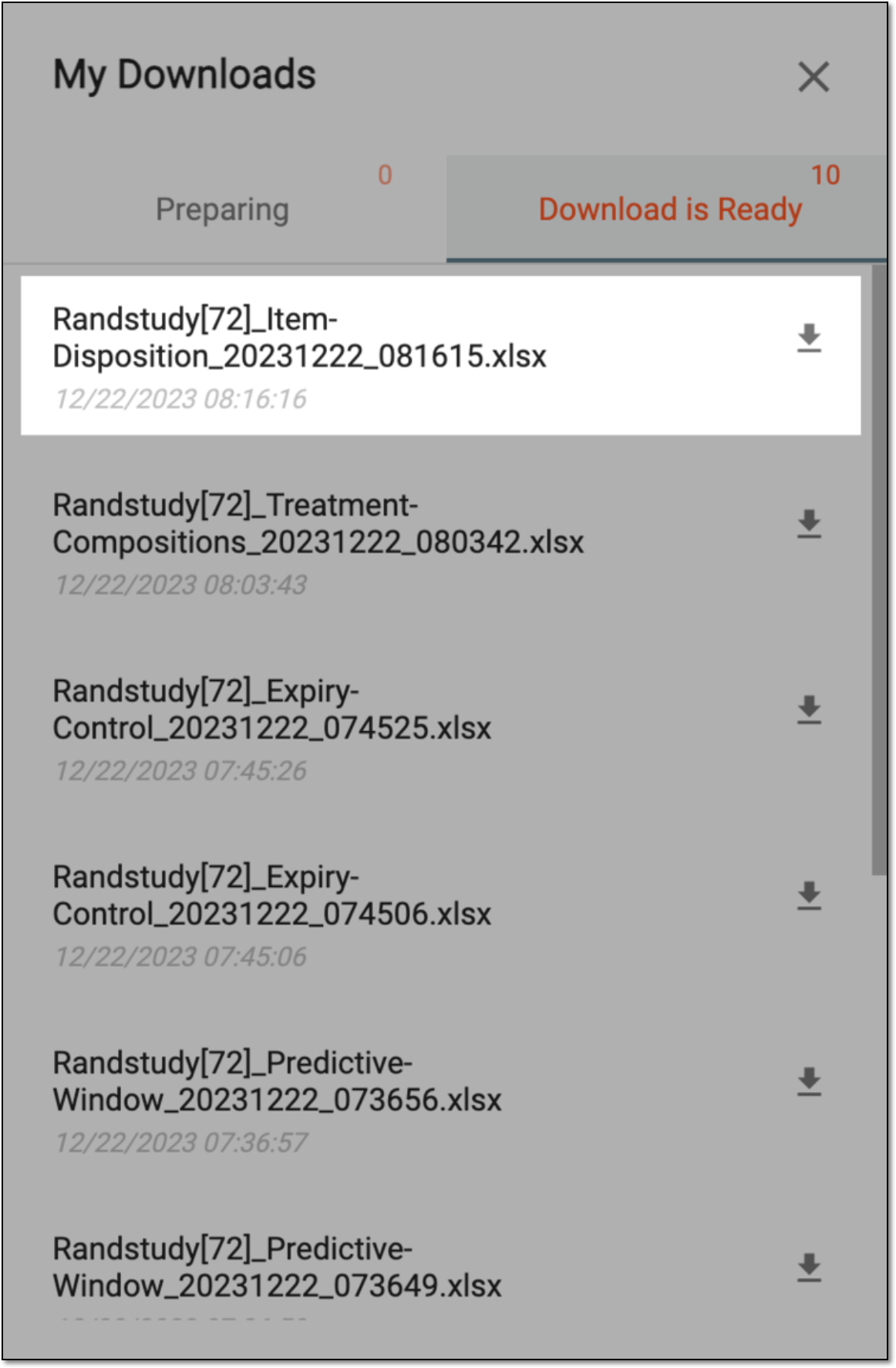 Viewing downloads