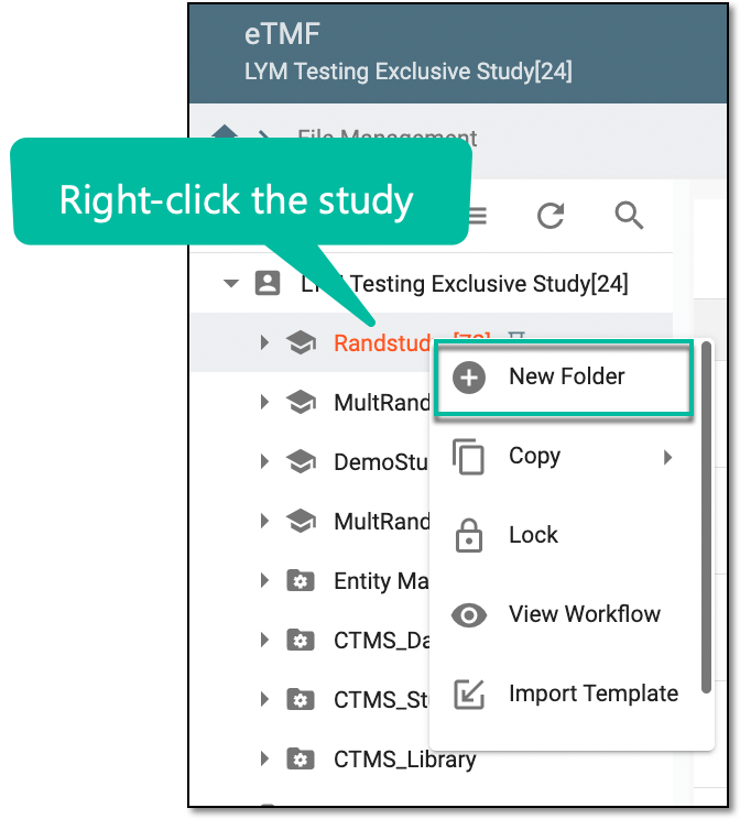 Selecting option to create new folder
