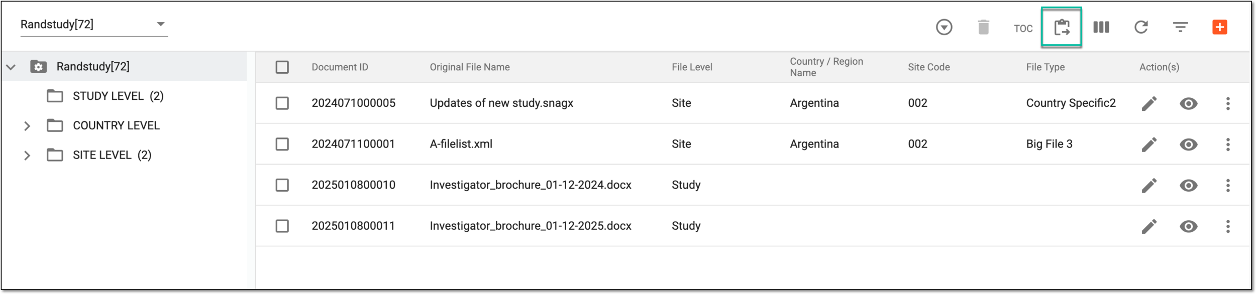 Accessing transferred documents